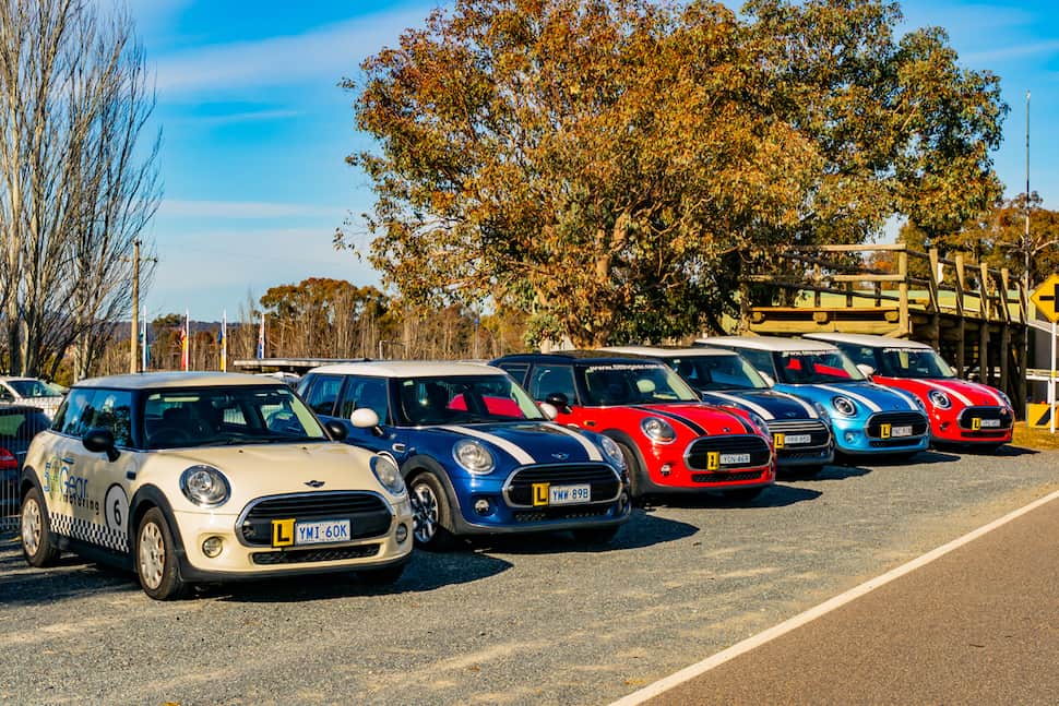 5th Gear Minis parked outside the ACT Safety Course venue